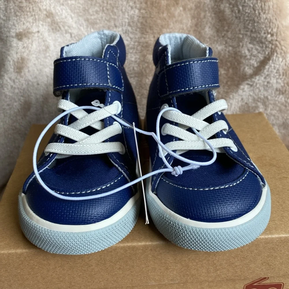 See Kai Run Belmont III Navy Blue High Top Canvas Sneakers Boy Size 7 - Picture 3 of 7